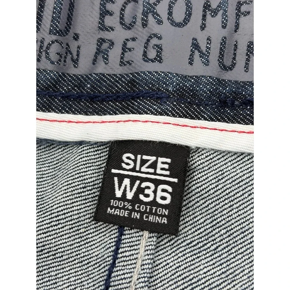 Ecko Unltd, Y2K, Dark Wash, Baggy Denim Jeans, Rhino Logo, Baggy, Size 36, NWOT